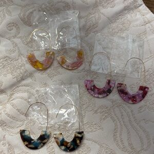 Colorful Resin Hoop Earrings Set